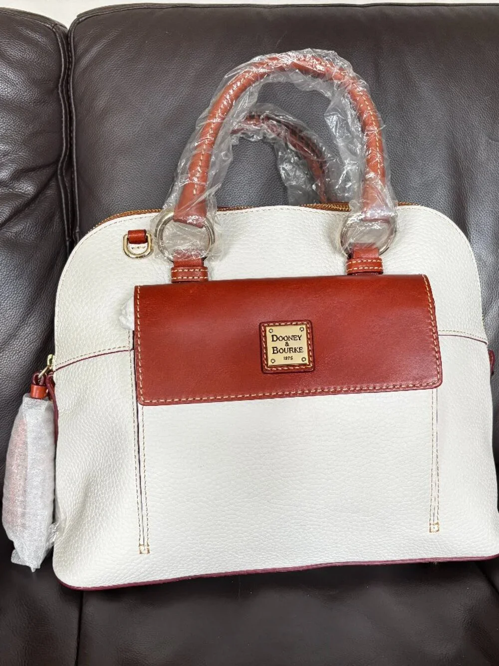 NWT Dooney & Bourke Aubrey in Bone, incl pouch, strap, registration, dust bag